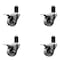 Service Caster 3'' Semi Steel Swivel 1-5/8'' Expanding Stem Caster Set Total Lock Brake, 4PK SCC-EXTTL20S314-SSS-158-4 - alternate 1